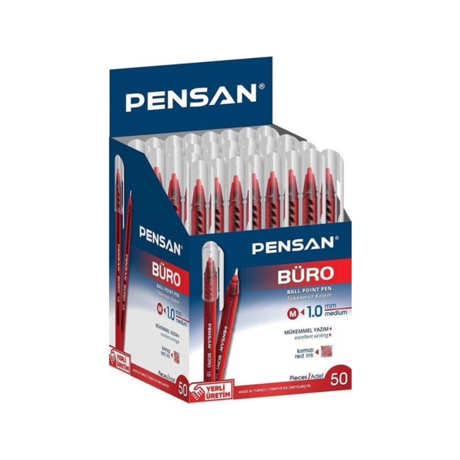 PENSAN BURO TUKENMEZ KALEM KIRMIZI 50LI resmi